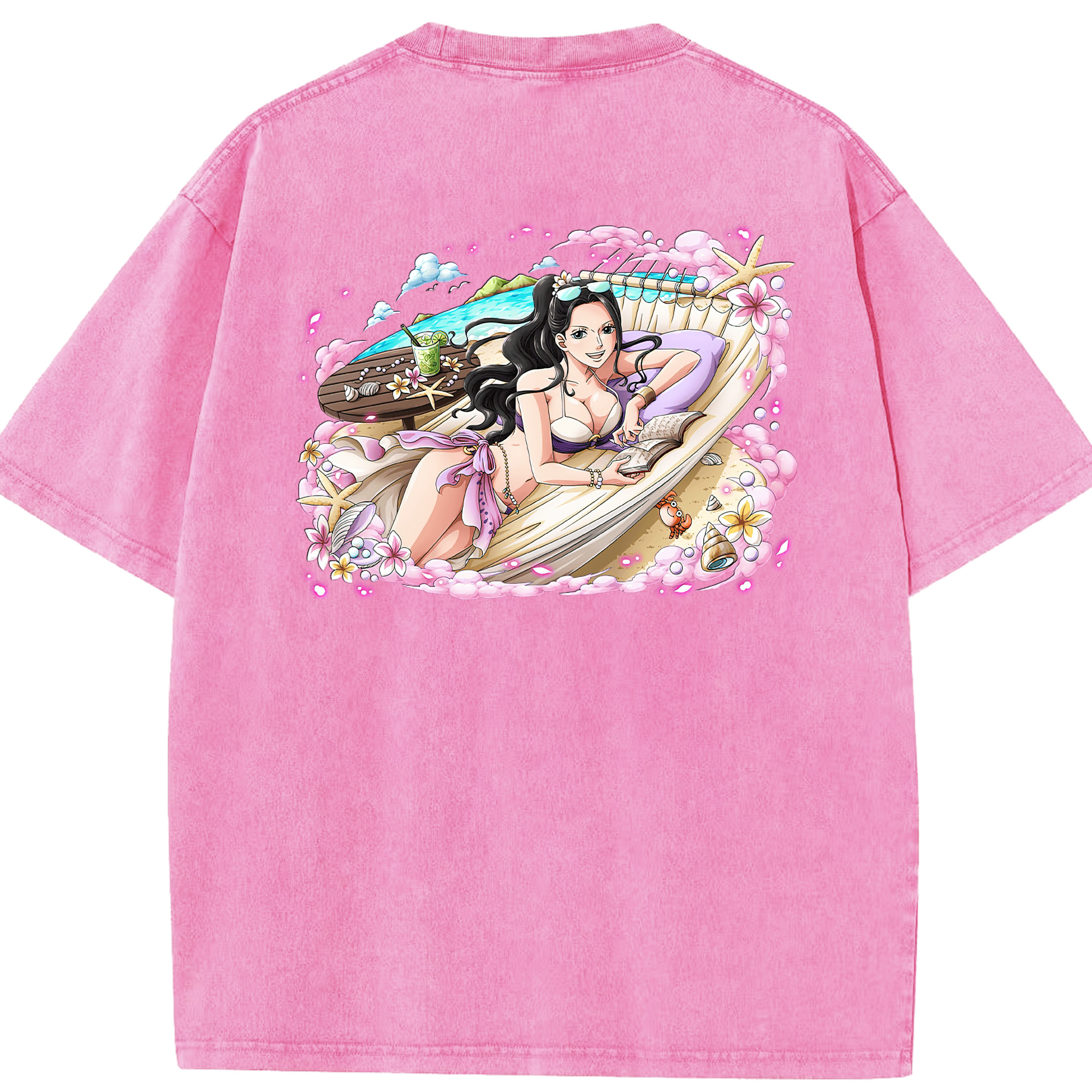 ワンピース ニコ・ロビン ONE PIECE Nico Robin 綿100% ヴィンテージ風 半袖Tシャツ（背面プリント）